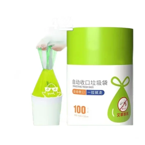 Mugwort-Infused Drawstring Trash Bags with Insect Repellent